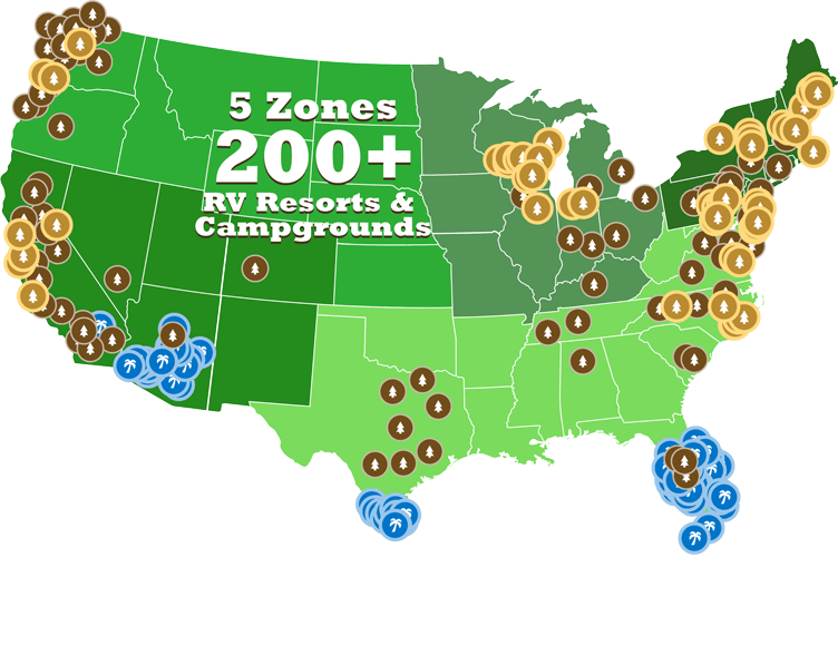 5 Regions 200+ | RV Resorts and Campgrounds